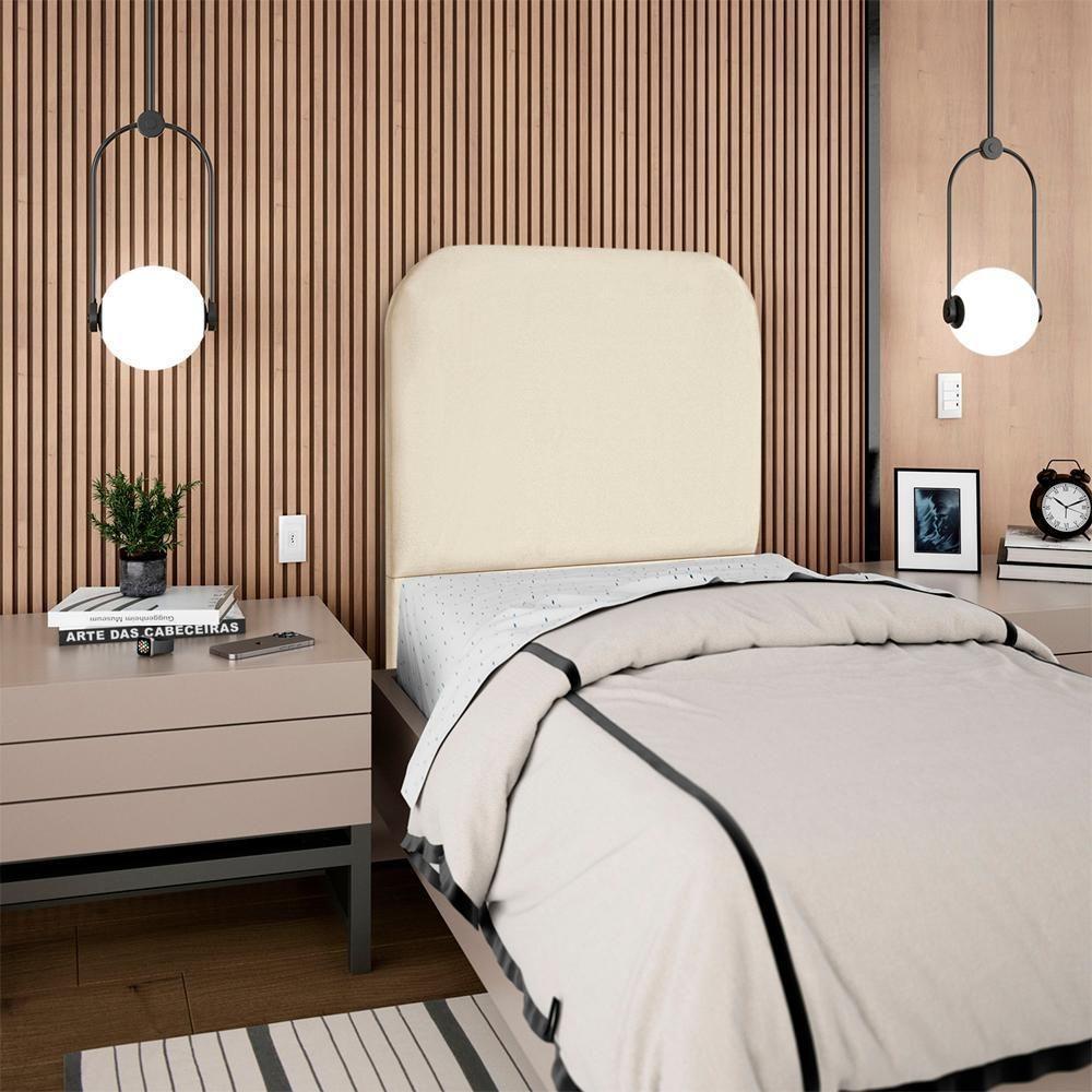 Cabeceira Solteiro 100 Cm Com Frame Alana Suede Bege Artte Bege - 8