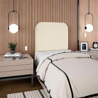 Cabeceira Solteiro 100 Cm Com Frame Alana Suede Bege Artte Bege - 8