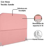Cabeceira Casal 140 Cm Com Frame Alana Suede Rosa Artte Rosa