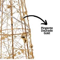 Jogo 2 árvores Decorativas Aramadas Dourado Iluminada Led Luxo Cone 50cm E 40cm - 5