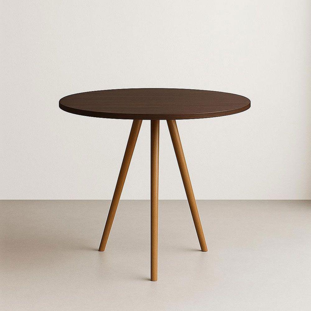 Mesa De Jantar Redonda 70cm Tripé Bistrô Mdf Madeira Cor Castanho - 1