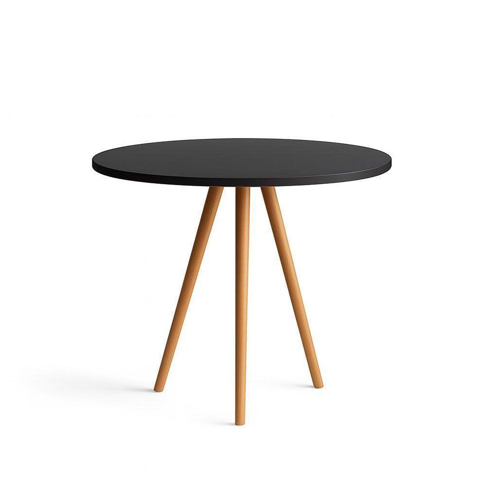 Mesa De Jantar Redonda 80cm Tripé Bistrô Mdf Madeira Cor Preto - 2