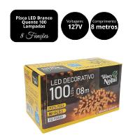 Pisca Led Branco Quente Sequencial 100 Lâmpadas 8 Funções Fio Transparente 8 Metros 127v - 5