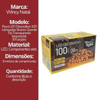 Pisca Led Branco Quente Sequencial 100 Lâmpadas 8 Funções Fio Transparente 8 Metros 127v - 6