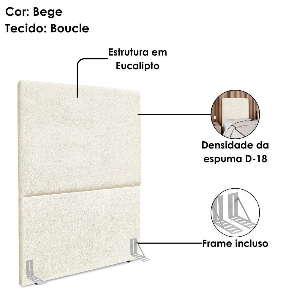 Cabeceira Solteiro 90 Cm Com Frame Luna Boucle Bege Artte Bege - 4
