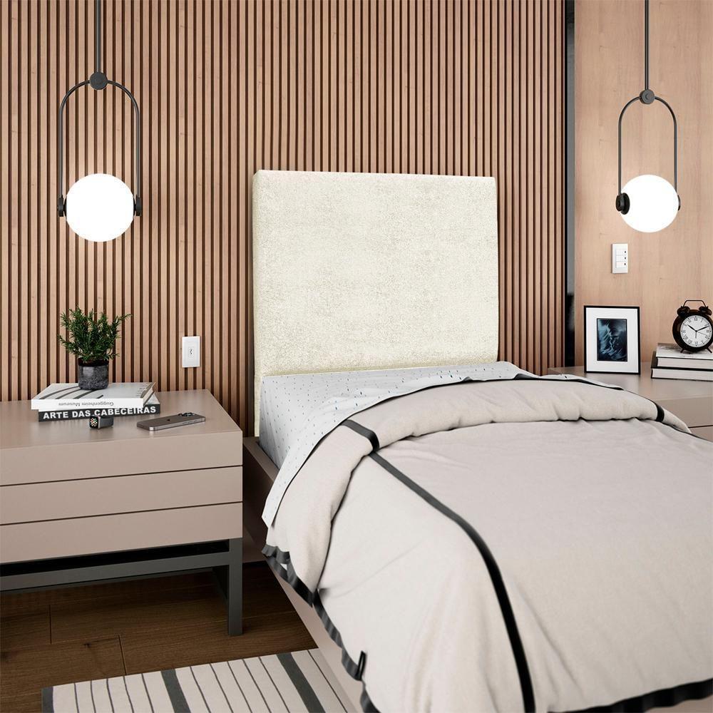 Cabeceira Solteiro 90 Cm Com Frame Luna Boucle Bege Artte Bege - 8