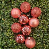 Jogo 27 Bolas Natal Mista Lisa, Glitter E Fosca Rosê 8cm - Master Christmas - 3