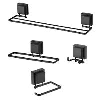 Kit Banheiro Preto Fosco Ventosa 04 Peças Future Banho Rosto Prakza - 1