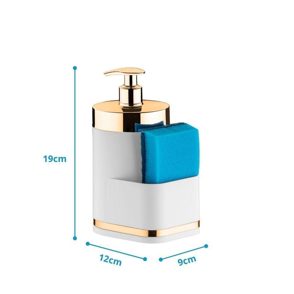 Organizador Pia Cozinha Porta Detergente Esponja Branco Dourado Future 1224bcd - 5