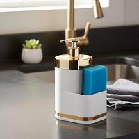 Organizador Pia Cozinha Porta Detergente Esponja Branco Dourado Future 1224bcd - 1