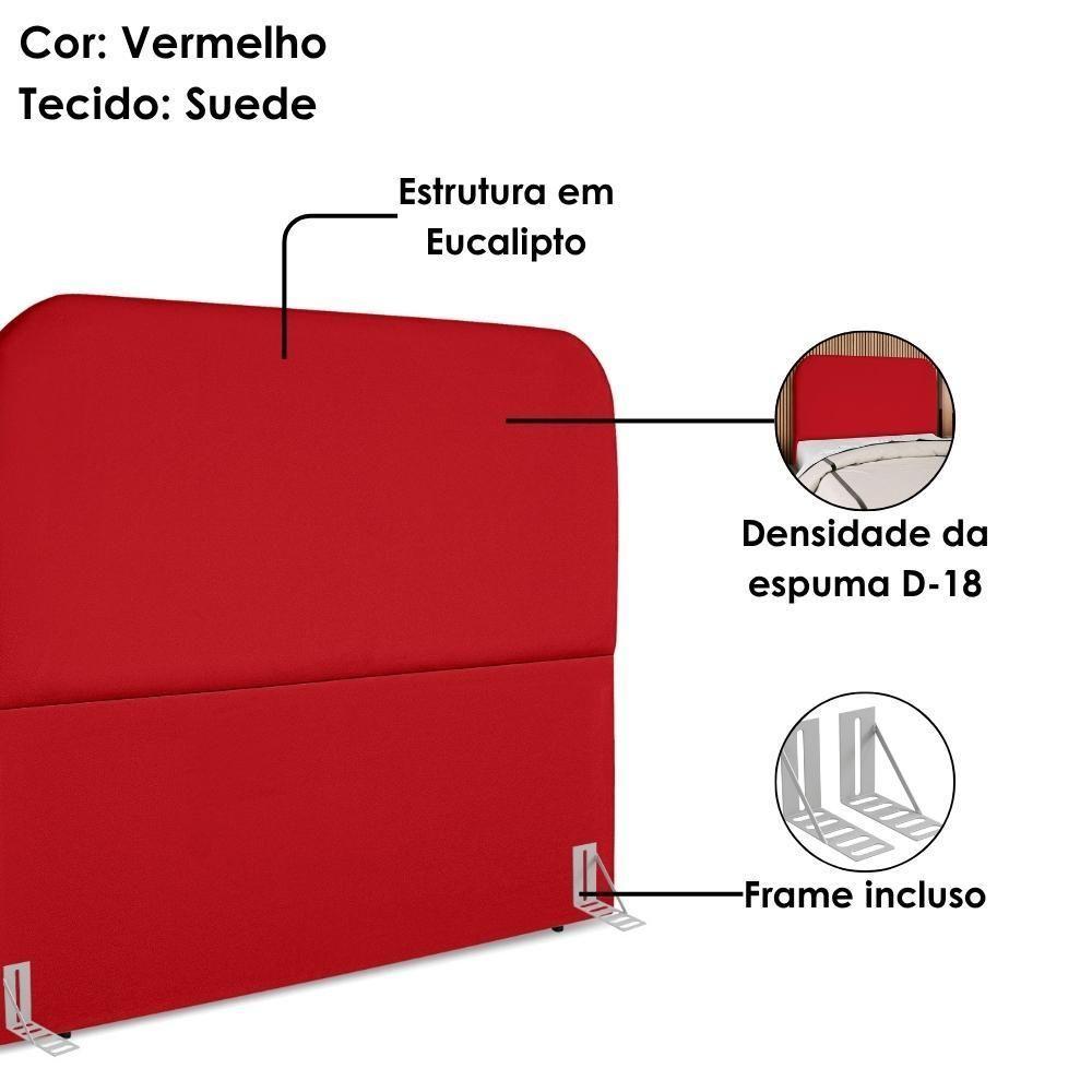 Cabeceira Queen 160 Cm Com Frame Alana Suede Vermelho Artte Vermelho - 4