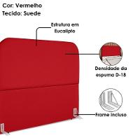 Cabeceira Queen 160 Cm Com Frame Alana Suede Vermelho Artte Vermelho