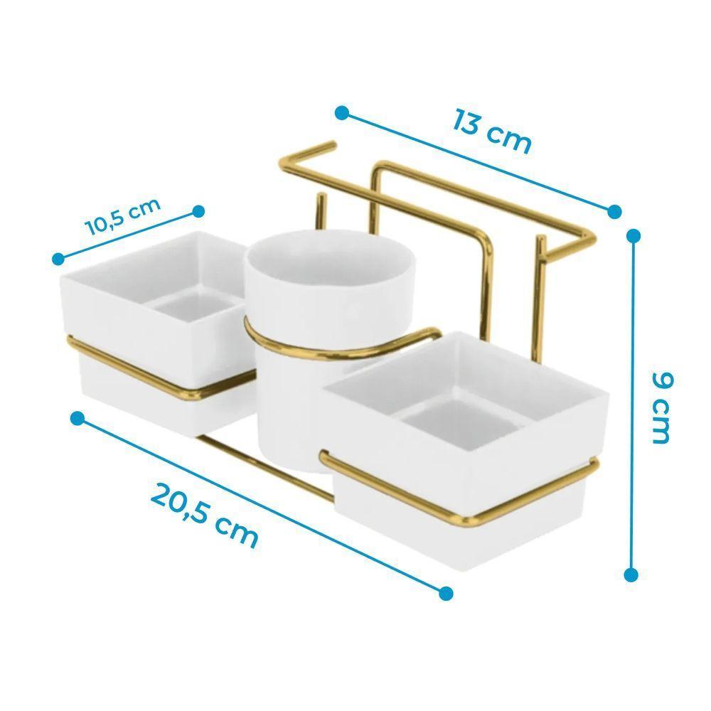 Organizador Para Sachês Mexedor E Guardanapos Dourado Branco Future 1224bcd - 4