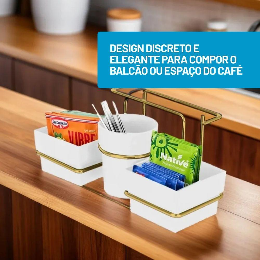 Organizador Para Sachês Mexedor E Guardanapos Dourado Branco Future 1224bcd - 6