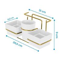 Organizador Para Sachês Mexedor E Guardanapos Dourado Branco Future 1224bcd