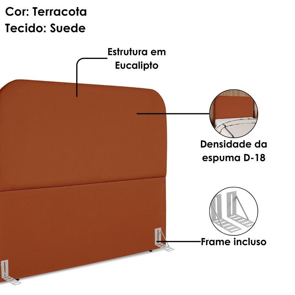 Cabeceira Queen 160 Cm Com Frame Alana Suede Terracota Artte Terracota - 4