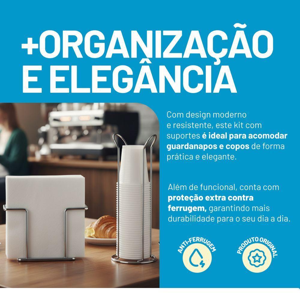 Kit Mesa 2 Peças Aço Carbono Future Porta Copo Suporte Guardanapo - 2