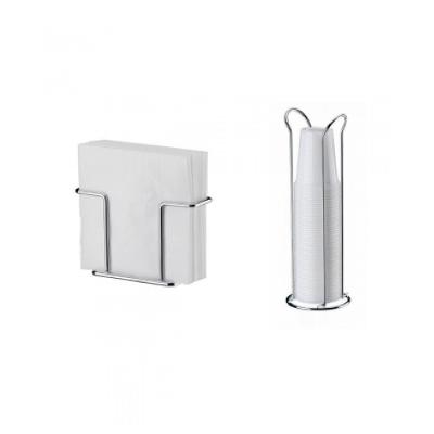 Kit Mesa 2 Peças Aço Carbono Future Porta Copo Suporte Guardanapo