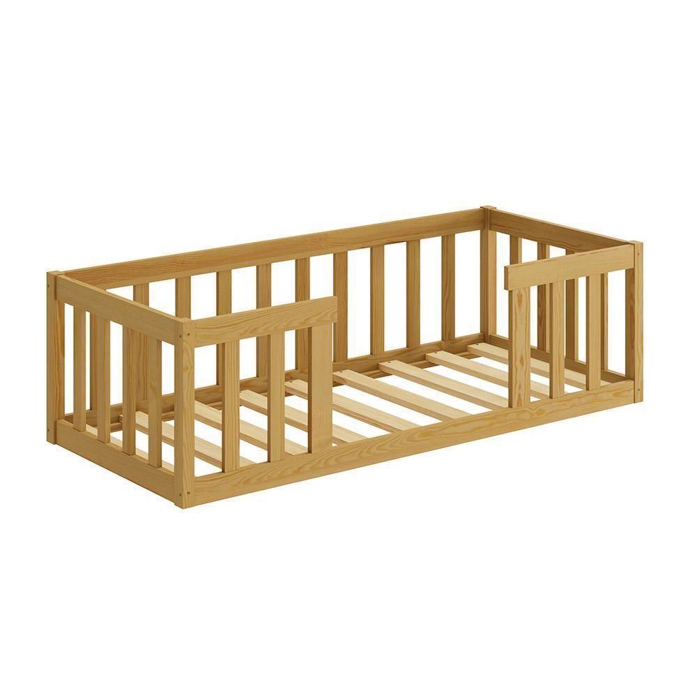 Cama Montessoriana De Madeira Infantil Solteiro Com Colchão - Nogueira - 2