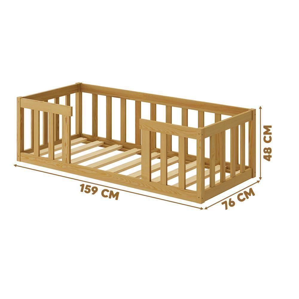 Cama Montessoriana De Madeira Infantil Solteiro Com Colchão - Nogueira - 4