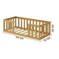 Cama Montessoriana De Madeira Infantil Solteiro Com Colchão - Nogueira - 4