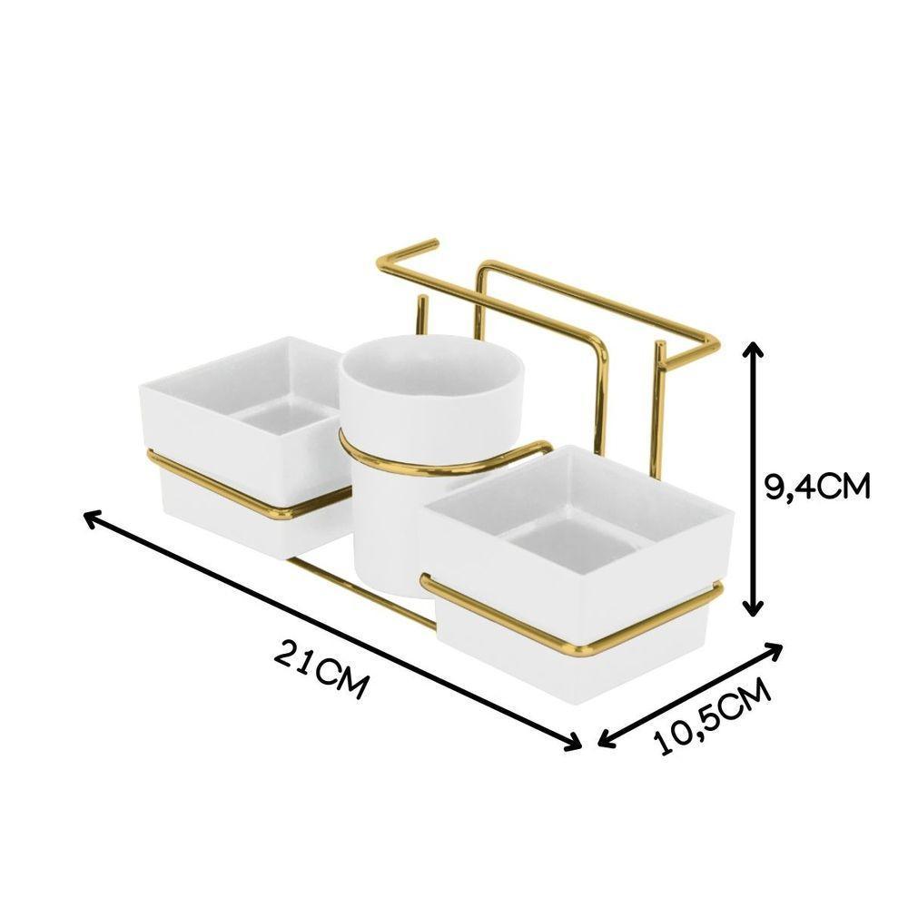 Organizador Para Sachês Mexedor E Guardanapos Dourado Branco Future 1224bcd - 2