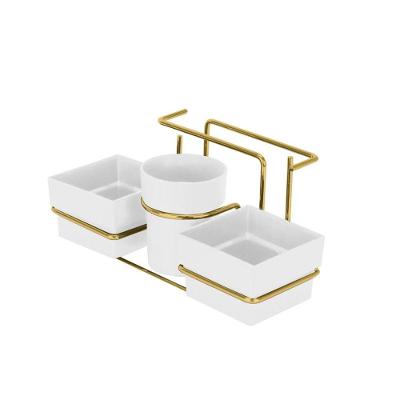Organizador Para Sachês Mexedor E Guardanapos Dourado Branco Future 1224bcd