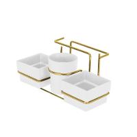 Organizador Para Sachês Mexedor E Guardanapos Dourado Branco Future 1224bcd - 1