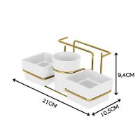 Organizador Para Sachês Mexedor E Guardanapos Dourado Branco Future 1224bcd - 2