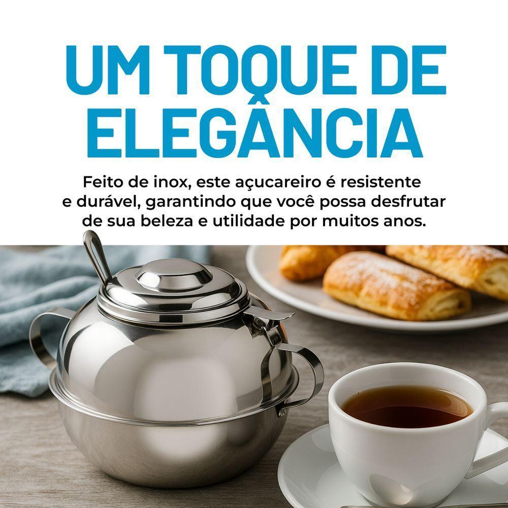 Açucareiro Aço Inox Com Tampa E Colher 500g Ravinox 000411 - 2