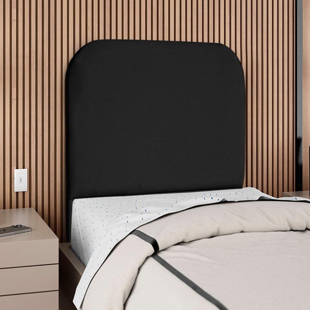 Cabeceira Solteiro 100 Cm Com Frame Alana Suede Preto Artte Preto - 2