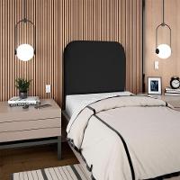 Cabeceira Solteiro 100 Cm Com Frame Alana Suede Preto Artte Preto - 8