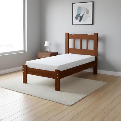Cama De Solteiro Em Madeira Maciça Com Colchão