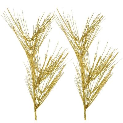 Jogo 2 Galhos Decorativos Natal Espetos Luxo Glitter Dourado 40cm - Bela Flor