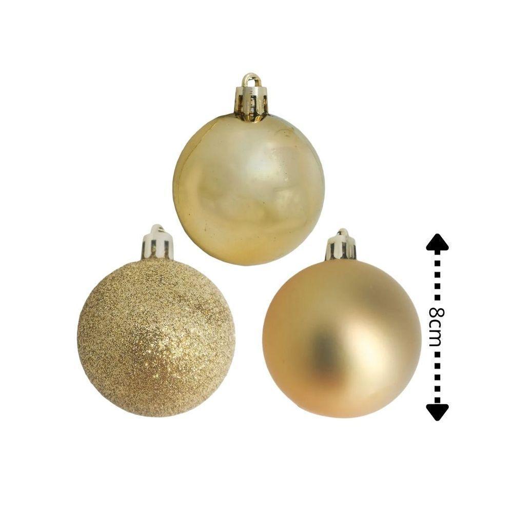 Conjunto 6 Bolas De Natal Champanhe Prime Texturas Mistas 8cm Glitter, Brilho E Fosca - 5