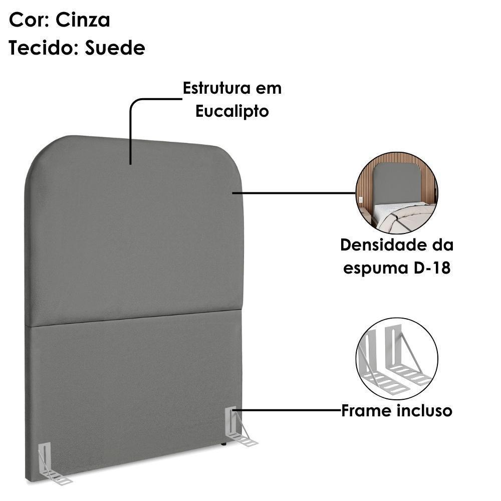 Cabeceira Solteiro 100 Cm Com Frame Alana Suede Cinza Artte Cinza - 4