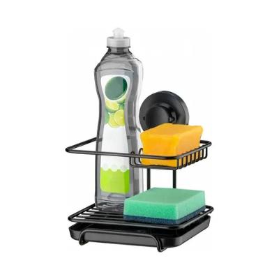 Suporte Cozinha Preto Fosco Sabão Detergente Esponja Com Ventosa Future 4017pt