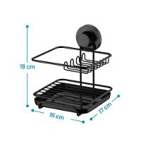 Suporte Cozinha Preto Fosco Sabão Detergente Esponja Com Ventosa Future 4017pt - 3