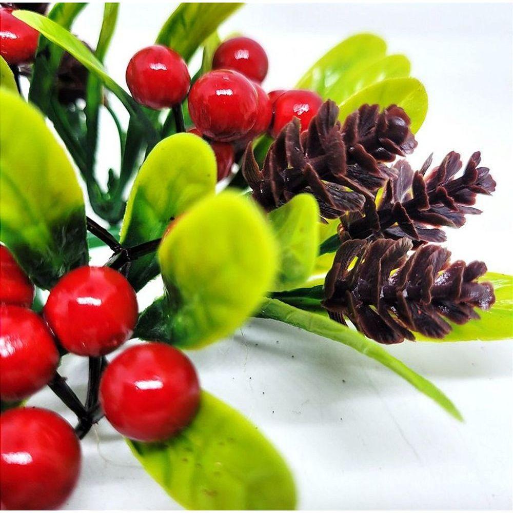 Kit 2 Porta Velas Natalino Folhagens E Pinhas E Vela Eletrônica Led - Magizi - 2