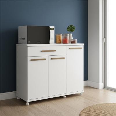 Balcão Dispensa Cozinha 3 Portas 1gaveta Com Rodinhas Branco