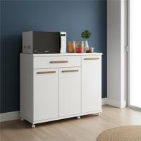 Balcão Dispensa Cozinha 3 Portas 1gaveta Com Rodinhas Branco - 1