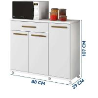 Balcão Dispensa Cozinha 3 Portas 1gaveta Com Rodinhas Branco - 2