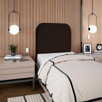 Cabeceira Solteiro 100 Cm Com Frame Alana Suede Marrom Artte Marrom - 8