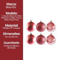 Conjunto 18 Bolas De Natal Rosê Prime Texturas Mistas 5cm Glitter, Brilho E Fosca - 7