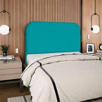 Cabeceira Casal 140 Cm Com Frame Alana Suede Azul Turquesa Artte Azul Turquesa - 8