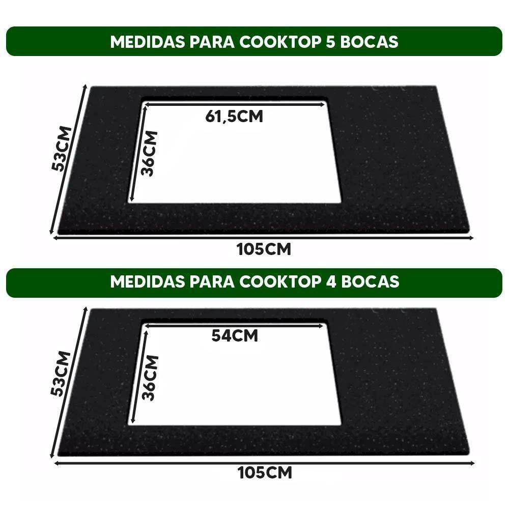 Balcão Para Forno E Cooktop 4 5 Bocas Cozinha Com Gaveta - Branco - 3