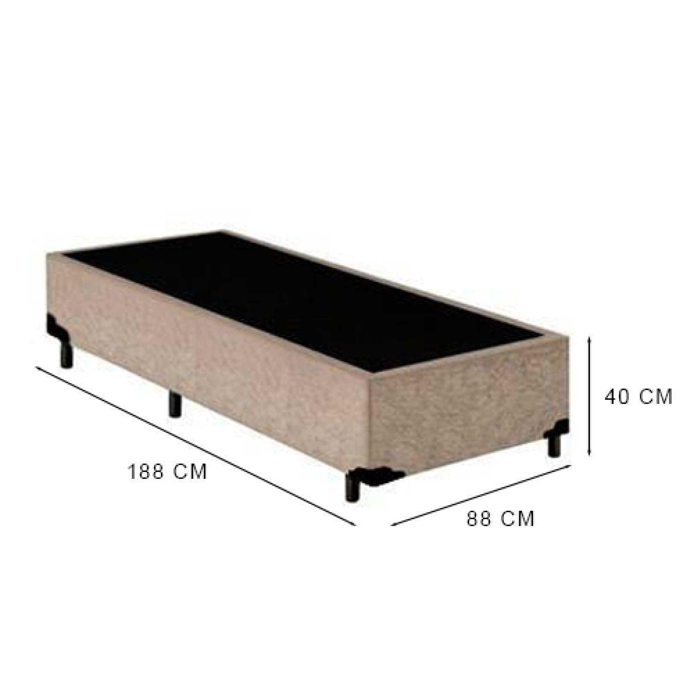Cama Box Solteiro 88 Suede Bege Com Colchão Little Angel Mola Superlastic 63x88x188cm - 2