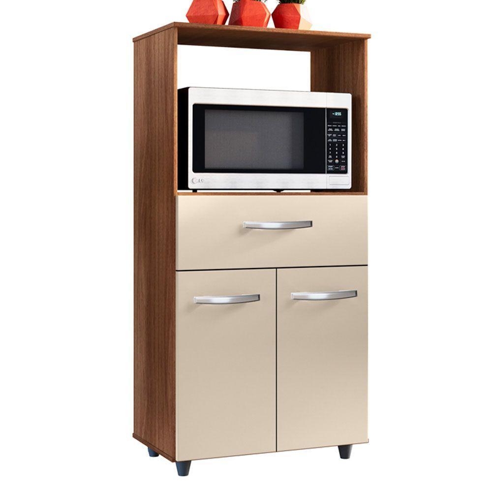 Balcao Multiuso Com Nicho 2 Portas 1 Gaveta Luna - Ssx Multicoisas Cor Savana/off White - 3