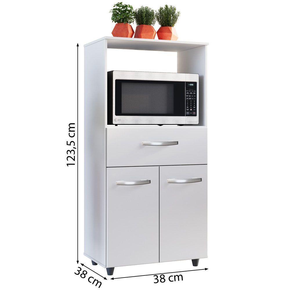 Balcao Multiuso Com Nicho 2 Portas 1 Gaveta Luna - Ssx Multicoisas Cor Branco - 4