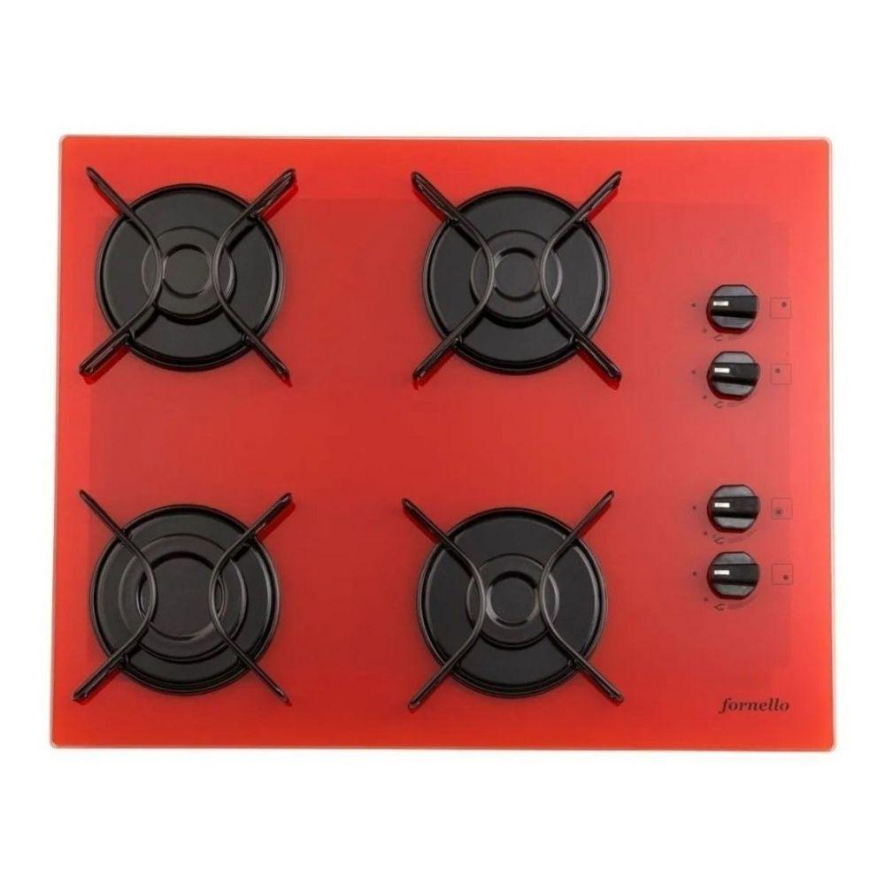 Fogão Cooktop A Gás Fornello 4 Bocas Vermelho Bivolt - 1